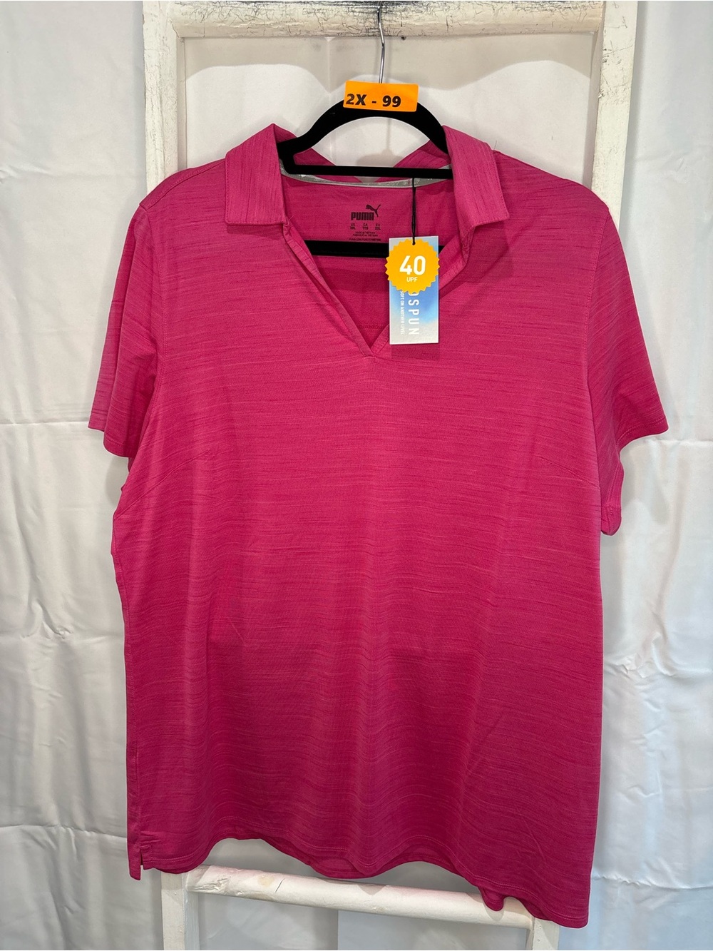 Puma Women's Bright Fuchsia Short Sleeve Polo Top